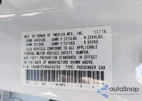 2017 Acura Tlx Technology Package из США, поврежденный, VIN 19UUB1F54HA005780